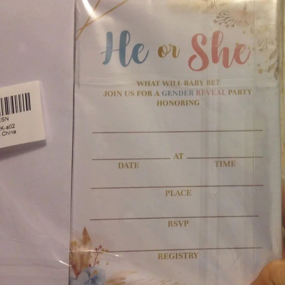 Cards for gender reveal party plus baby shower game